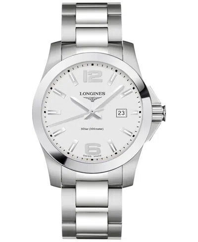 Longines Men's Swiss Conquest Stainless Steel Bracelet Watch 41mm In Purple