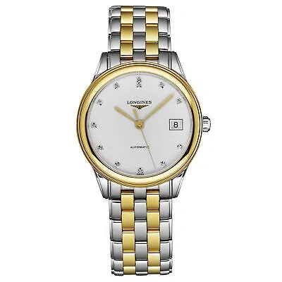 Pre-owned Longines Mens 'flagship' Diamonds White Dial Two-tone Automatic L4.774.3.27.7