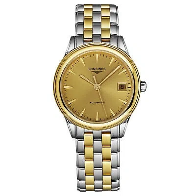 Pre-owned Longines Mens 'flagship' Gold Dial Two-tone Automatic Watch L4.774.3.32.7