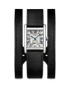 Longines Women's Swiss Mini Dolcevita Black Three-row Leather Strap Watch 29mm In Silver/black
