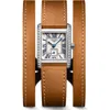 Longines Mini Dolcevita Three-row Brown Leather Strap Watch, 21.5mm X 29mm In Silver
