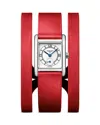 Longines Women's Swiss Mini Dolcevita Red Three-row Leather Strap Watch 29mm In Silver/red