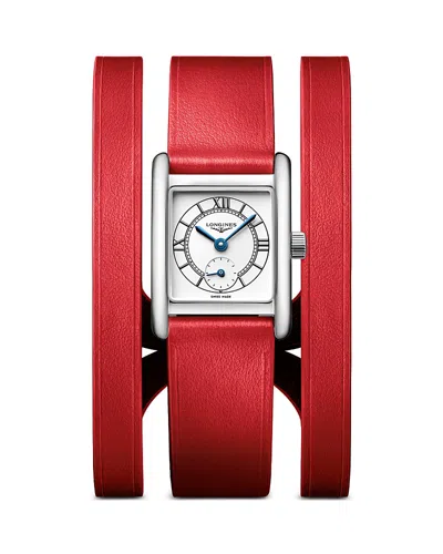 Longines Women's Swiss Mini Dolcevita Red Three-row Leather Strap Watch 29mm In No Color
