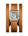 Longines Women's Swiss Mini Dolcevita Diamond (3/8 Ct. T.w.) Brown Three-row Leather Strap Watch 29mm In White/brown
