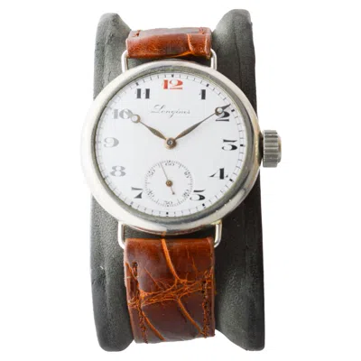 Pre-owned Longines Nickel Campaign Style Watch With A Flawless Kiln Fired Dial From 1915 In Multi