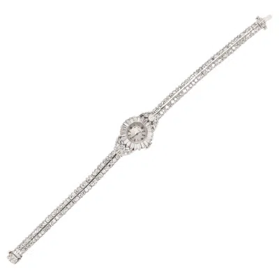 Pre-owned Longines Platinum And Diamond Wristwatch In Multi