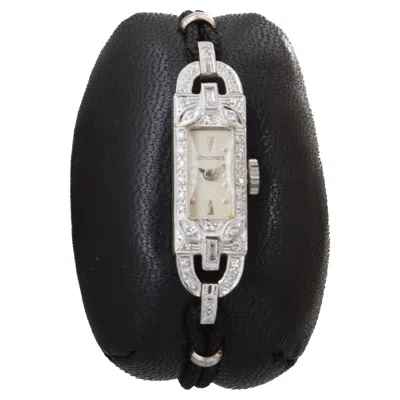 Pre-owned Longines Platinum Art Deco Ladies Dress Watch With Adjustable Cord Band In Multi