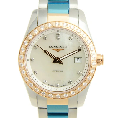 Longines Conquest Classic Diamond White Mother Of Pearl Dial Ladies Watch L2.285.5.88.7 In Two Tone  / Gold / Gold Tone / Mother Of Pearl / Pink / White