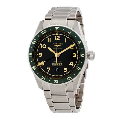 Longines Spirit Zulu Time Automatic Grey Dial Men's Watch L3.812.4.63.6 In Gold Tone / Green / Grey