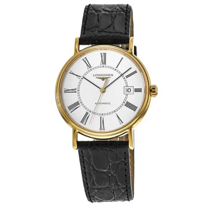 Longines Presence Automatic Gold Plated White Dial Leather Strap Men's Watch L4.921.2.11.2