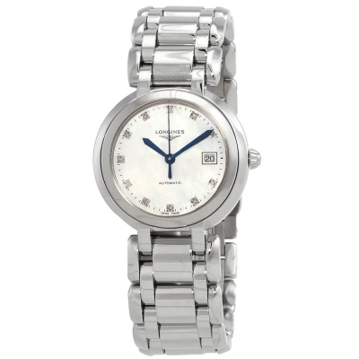 Longines Primaluna Automatic Diamond White Mother Of Pearl Dial Ladies Watch L8.113.4.87.6 In Blue / Mother Of Pearl / White