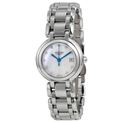 Longines Primaluna Diamond White Mother Of Pearl Dial Ladies Watch L8.110.4.87.6 In Blue / Mother Of Pearl / White