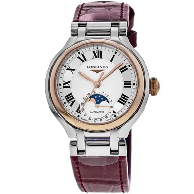 Longines Primaluna Moonphase Automatic Silver Leather Strap Women's Watch L8.126.5.71.2 In Multi