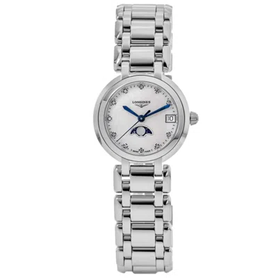 Longines Primaluna Moonphase Mother Of Pearl Diamond Dial Stainless Steel Women's Watch L8.115.4.87.6 In Metallic