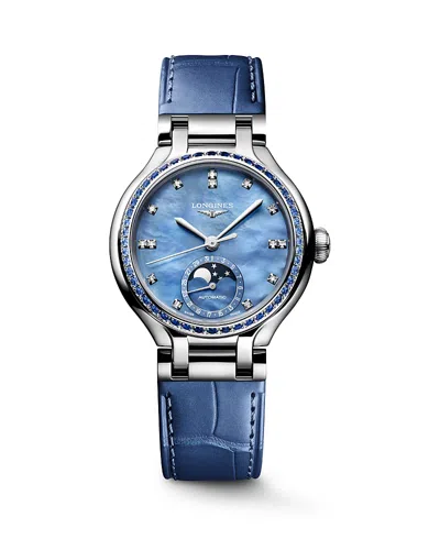 Longines Primaluna Moonphase Watch, 34mm In Blue