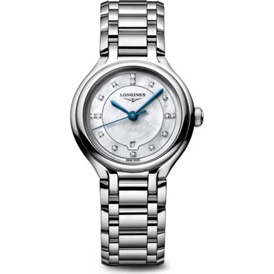 Longines Primaluna Mother-of-pearl & Diamond Bracelet Watch, 30mm In Silver