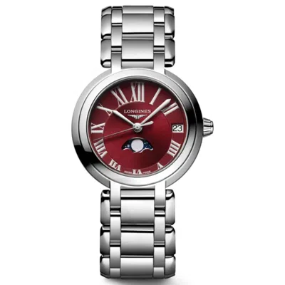 Longines Primaluna Quartz 30mm Bordeaux Dial Steel Women's Watch L8.115.4.92.6 In White