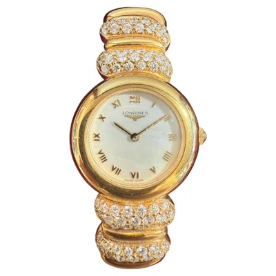Pre-owned Longines Rare 1970s  18kt Yellow Gold And Diamonds Ladies' Watch