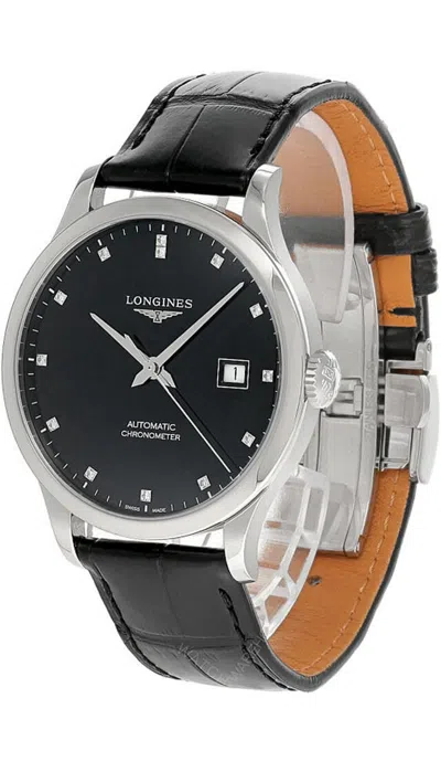 Pre-owned Longines Record Auto 40mm Diamond Dial Leather Men's Watch L2.821.4.57.2