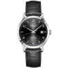 Longines Record Automatic Black Dial Leather Strap Men's Watch L2.820.4.56.2 In Black