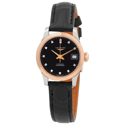 Longines Record Automatic Chronometer Diamond Black Dial Ladies Watch L23205572