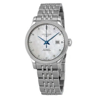 Pre-owned Longines Record Automatic Chronometer Diamond White Mop Dial Ladies Watch