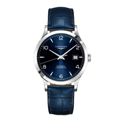 Longines Record Blue Dial Blue Leather Strap Men's Watch L2.821.4.96.4