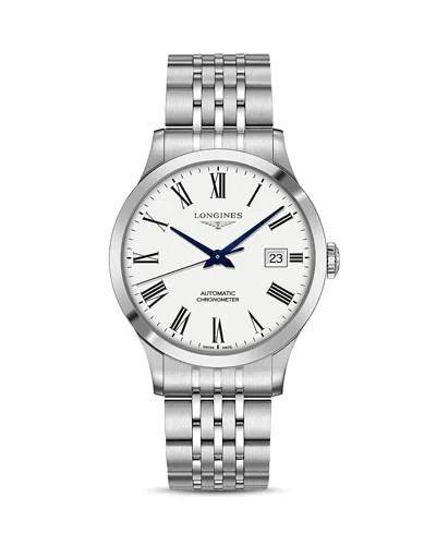 Longines Record Watch, 40mm In White/silver