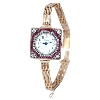 Pre-owned Longines Rubies Diamonds 56 Gold Lady Important Unique Collectable Watch, 1910 In Multi