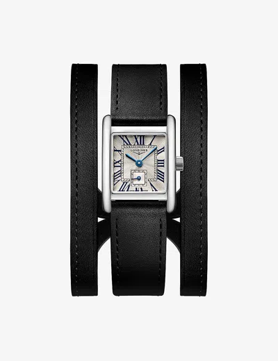 Longines Women's Swiss Mini Dolcevita Black Three-row Leather Strap Watch 29mm In No Color