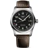 Longines Men's Automatic Spirit Stainless Steel Chronometer Brown Leather Strap Watch 42mm In Black