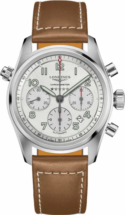 Pre-owned Longines Spirit Chronograph Automatic Leather 42mm Men's Watch L3.820.4.73.2