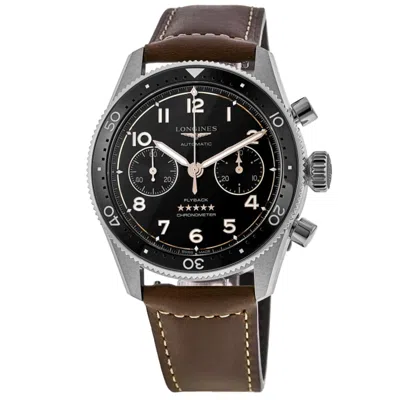Longines Spirit Flyback Automatic Chronograph Black Dial Brown Leather Strap Men's Watch L3.821.4.53.2