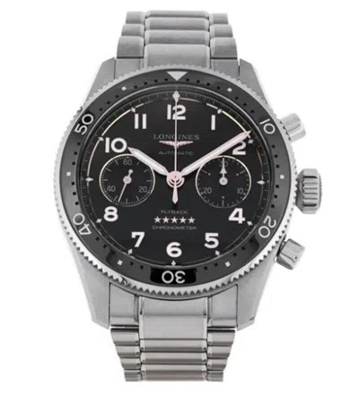 Pre-owned Longines Spirit Flyback Chrono Black Dial Steel 42 Mm Men's Watch L3.821.4.53.6