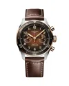 Longines Men's Swiss Automatic Chronograph Spirit Flyback Brown Leather Strap Watch 42mm In Brown