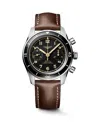 Longines Spirit Pilot Flyback Leather Strap Watch, 39.5mm In Brown