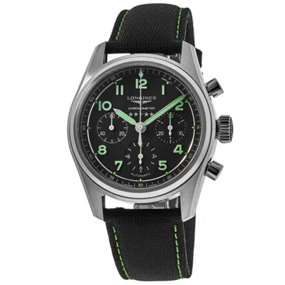 Longines Spirit Pioneer Edition Black Dial Fabric Strap Men's Watch L3.829.1.53.2 In Silver
