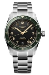 Longines Spirit Zulu Bracelet Watch, 39mm In Silver/anthracite/green