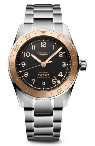 Longines Spirit Zulu Time 1925 Gmt Automatic Bracelet Watch, 39mm In Black