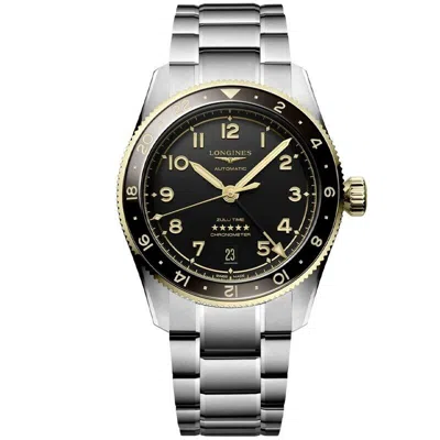 Pre-owned Longines Spirit Zulu Time 39mm Gmt 18kt Bezel Men's Watch L38025536