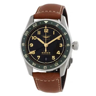 Longines Spirit Zulu Time Automatic Black Dial Men's Watch L3.802.4.63.2 In Brown