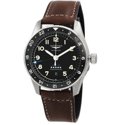 Longines Spirit Zulu Time Automatic Black Dial Men's Watch L3.812.4.53.2 In Black / Brown