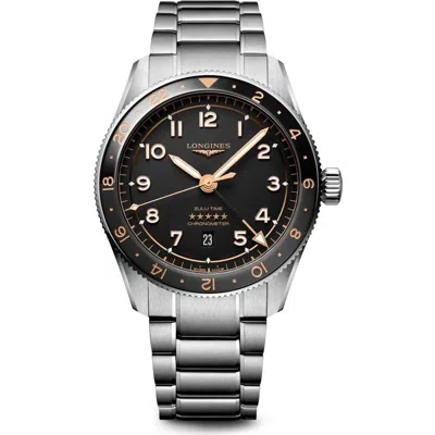 Longines Spirit Zulu Time Automatic Bracelet Watch, 42mm In Metallic