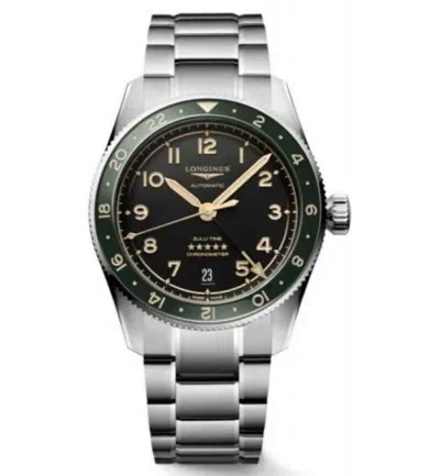 Pre-owned Longines Spirit Zulu Time Black Dial Gmt Steel 39 Mm Men's Watch L3.802.4.63.6