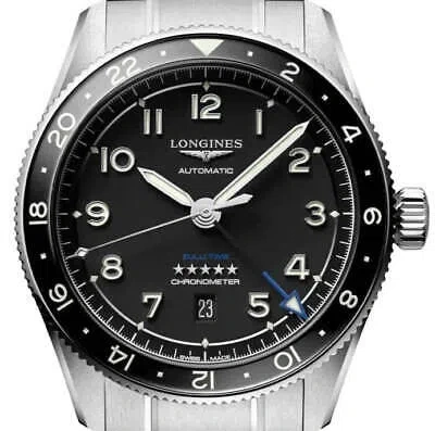 Pre-owned Longines Spirit Zulu Time Black Dial Mens Watch 42mm L3.812.4.53.6