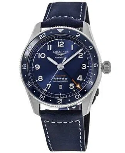 Pre-owned Longines Spirit Zulu Time Blue Dial Leather Strap Men's Watch L3.812.4.93.2