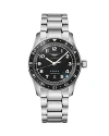 Longines Spirit Zulu Time Black Dial Steel Men's Watch In Black/silver