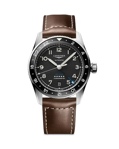 Longines Spirit Zulu Time Watch, 39mm In Black/brown