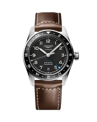 Longines Spirit Zulu Time Watch, 39mm In Black/brown