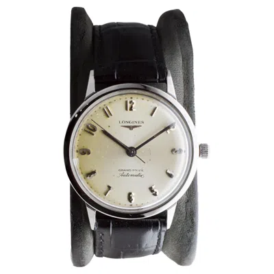 Pre-owned Longines Stainless Steel "grand Prize" Art Deco Watch With Original Dial 1950's In Multi